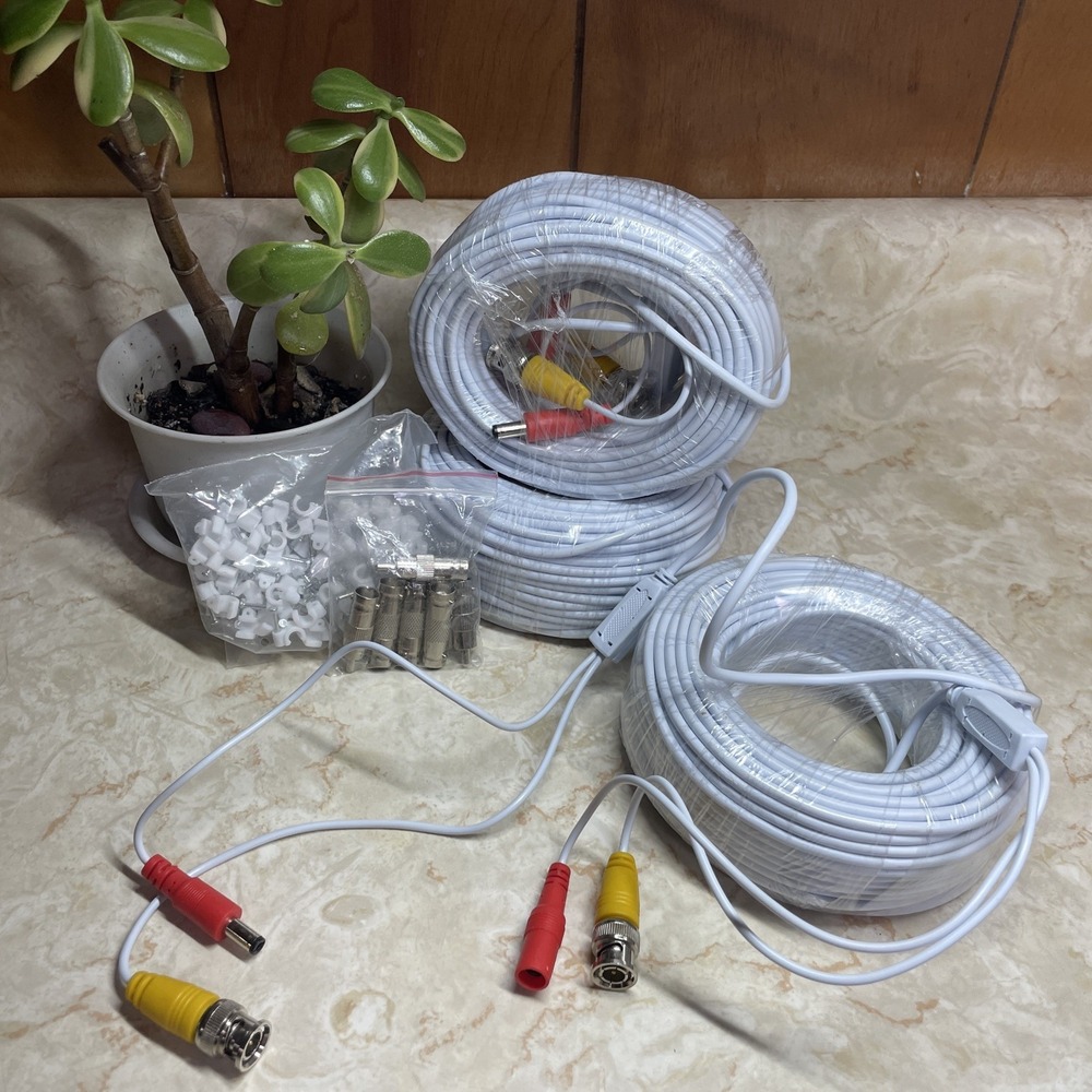 3 - 100ft CCTV Security Camera Cable CCTV Video Power‎ Wire BNC RCA Cord DVR M/F